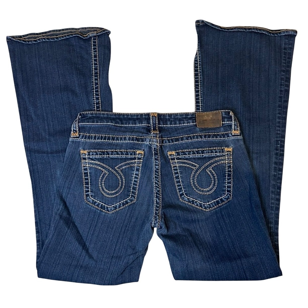 Big Star Liv‎ Low Rise Flare Jeans Dark Wash Contrast Stitch Women's 30R - Picture 9 of 10